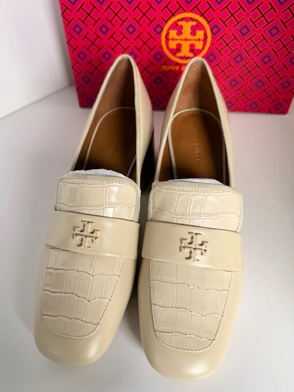 Tory Burch Everly 55mm Loafers Dulce de Leche Leather Block Heel US 9 & 9.5